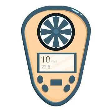 Digital anemometer measuring wind speed with display showing air velocity Stock Illustration