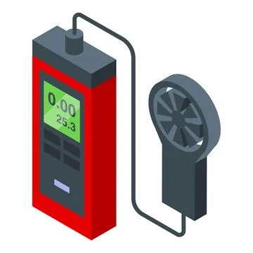 Digital anemometer measuring wind speed with sensor and display Illustrazione stock