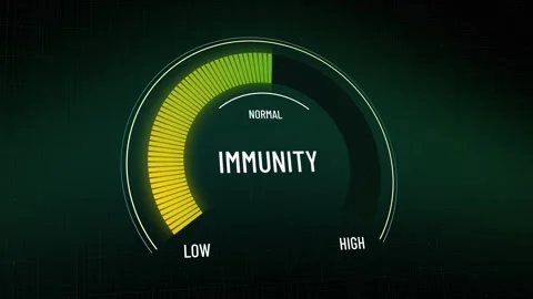 Digital animated immunity gauge meter presentation template, moving indicator Stock Footage 314467809
