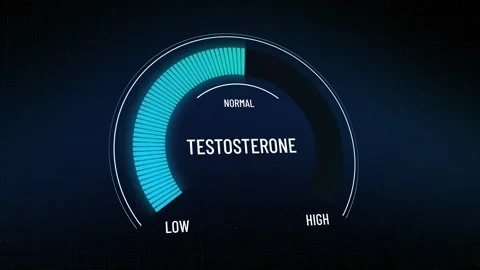 Digital animated testosterone gauge moving from high to normal levels, presen Stock Footage 315666296