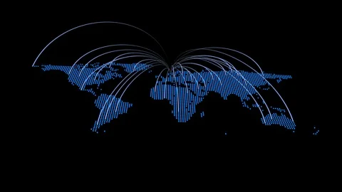 Digital animated world map with connections in dark space background Stock Footage 86811638