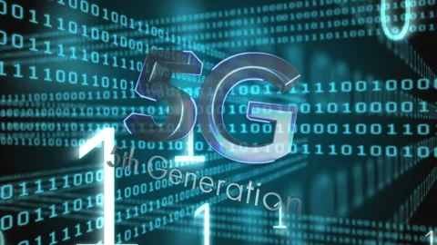 Digital animation of 5g text against binary coding data processing on black Stock Footage 148761197