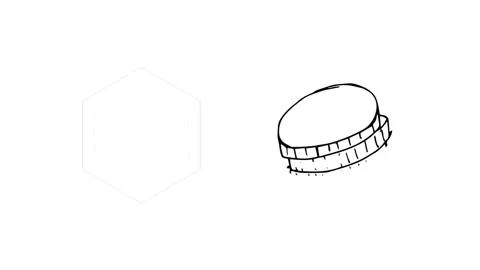 Digital animation of abstract hexagonal shape and euro symbol on stack of coins Stock Footage 158416067