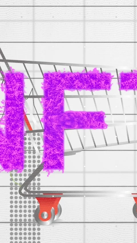 Digital animation of abstract shapes on purple background Stock Footage 344783060