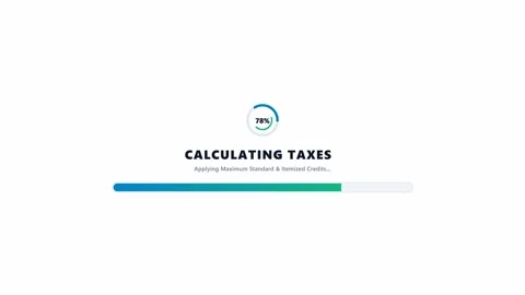 Digital animation of ai calculating yearly tax return with results. 4K 스톡 동영상 345495084
