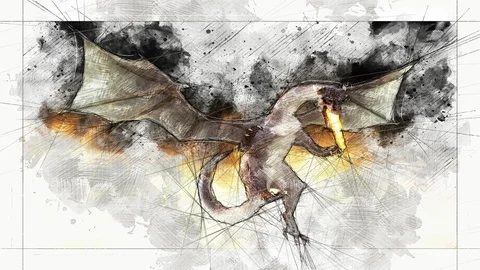 Digital Animation of an artistic Sketch, based on a self-created 3D Illustrat Stock Footage 106186542