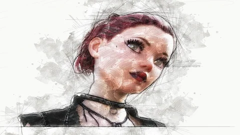 Digital Animation of an artistic Sketch, based on a self-created 3D Illustrat Stock Footage 106200475