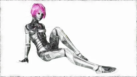 Digital Animation of an artistic Sketch, based on a self-created 3D Illustrat Stock Footage 112825356