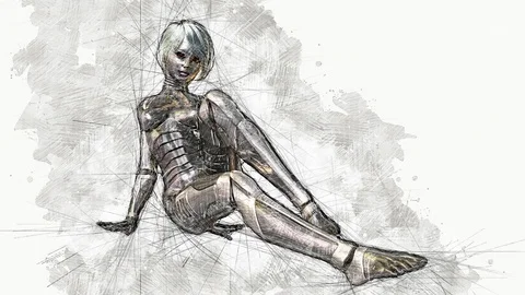 Digital Animation of an artistic Sketch, based on a self-created 3D Illustrat Stock Footage 112825484