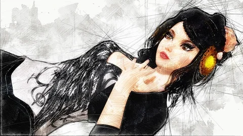 Digital Animation of an artistic Sketch, based on a self-created 3D Illustrat Stock Footage 112827773