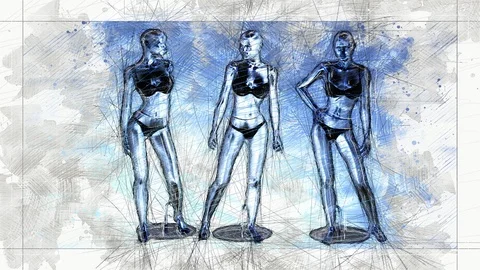 Digital Animation of an artistic Sketch, based on a self-created 3D Illustrat Stock Footage 112830849