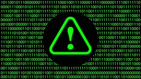 Digital animation - attention sign on binary code.4k video Stock Footage 143506010
