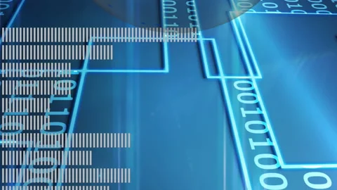 A digital animation of a binary bitmapped image of the Earth 4k Stock Footage 312520789