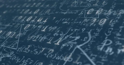 Digital animation of binary coding data processing against mathematical Video stock 146932512