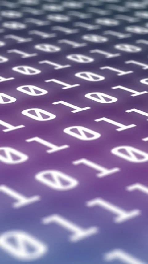 Digital animation of binary coding data processing against purple and blue Stock Footage 323682005