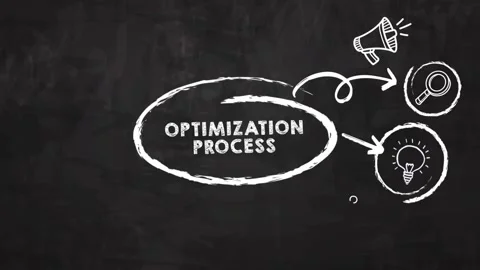 Digital animation  on black board. Optimization Software Technology Process S Stock Footage 158096804