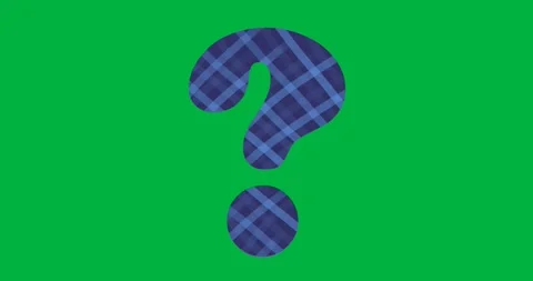 Digital animation of blue checkered print question mark symbol against black Stock Footage 318570397