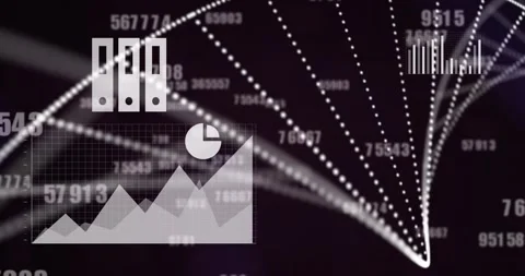 Digital animation of changing numbers, data processing and dna structure against Stock Footage 326880655