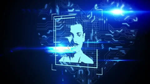 Digital animation of changing profile icons over microprocessor connections 库存影片 327901417