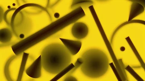 Digital animation of chaotically falling dark geometric shapes. 3d rendering 4K Stock Footage 303866536