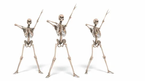 Digital Animation of cheerleading Skeletons Stock Footage 60032253
