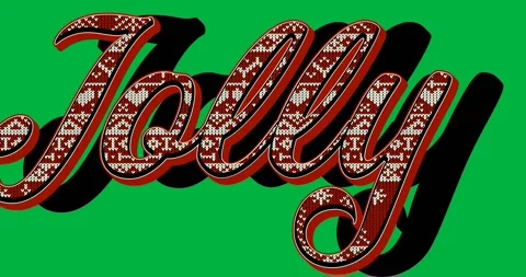 Digital animation of christmas pattern over jolly text banner against black Video stock 318702133