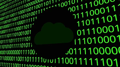 Digital animation - cloud icon on binary code.4k video Stock Footage 143583826