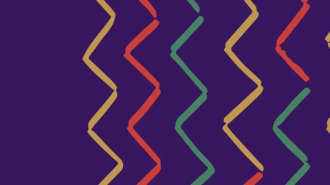 Digital animation of colorful zig zag lines moving against blue background 動画素材 313356043