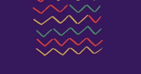 Digital animation of colorful zig zag lines moving against blue background 動画素材 329556678