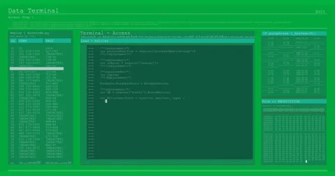 Digital animation of computer interface data processing and programming coding Stock Footage 324892780