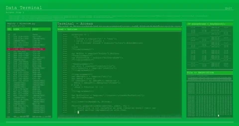 Digital animation of computer interface data processing and programming coding Stock Footage 325070340