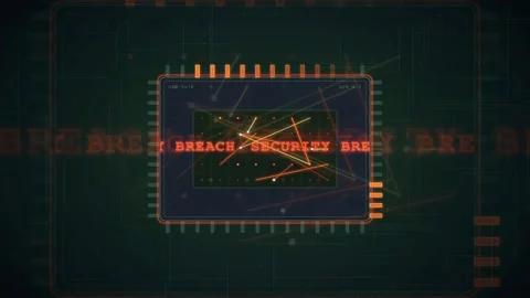 Digital Animation of a Computer Processor with Security Breach Warning and Stock Footage 341829139
