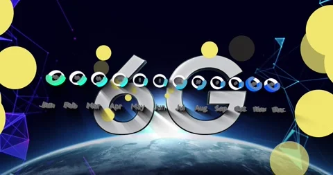 Digital animation of confetti falling over cloud icons on blue background Stock Footage 329692127