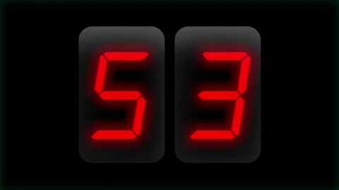 Digital animation countdown 2 digit clock display one minute Stock Footage 242119250