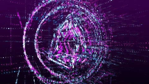 Digital animation of the cryptocurrency EOS sign in the virtual Internet space Stock Footage 104804495