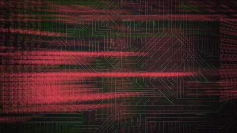 Digital animation of data processing against microprocessor connections on black Vídeo Stock 172334310