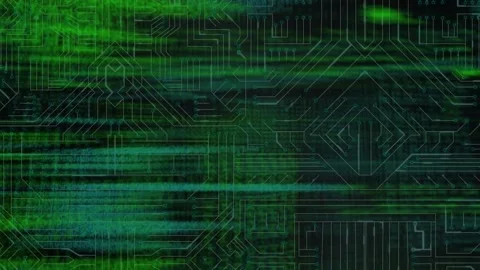 Digital animation of data processing against microprocessor connections on black Video stock 172334343