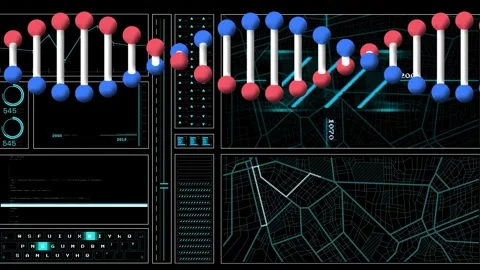 Digital animation of data processing against microprocessor connections on black Vídeo Stock 208397181