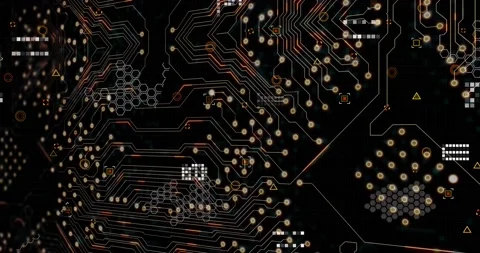 Digital animation of data processing over microprocessor connections against Vídeo Stock 201498085