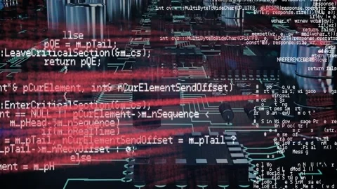 Digital animation of data processing over against microprocessor connections on Vídeo Stock 329417588
