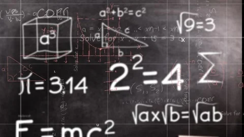Digital animation displays math formulae solving problems on a grid. Stock Footage 328934400