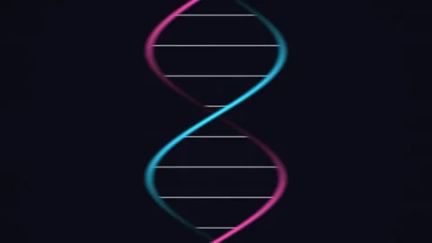 Digital animation of a DNA strand with vibrant colors and Stock Footage 338130029