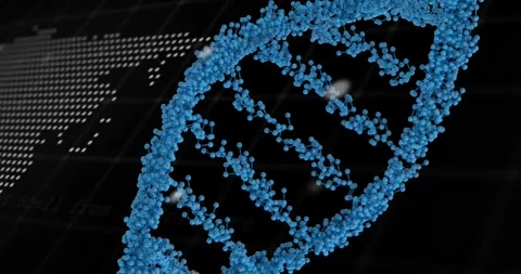 Digital animation of dna structure and data processing over world map against Stock Footage 327195407
