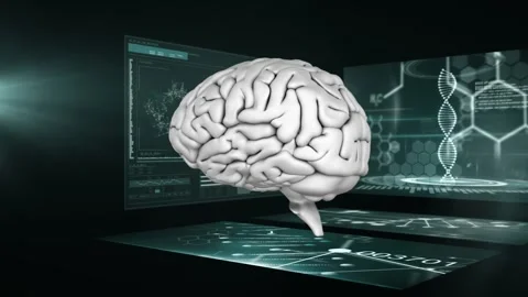 Digital animation of dna structure spinning and window by the men against the Stock Footage 330775886