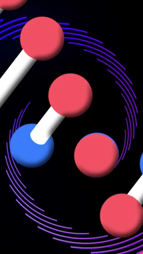 Digital animation of dna structure spinning and light trails rotating against Stock Footage 342315769