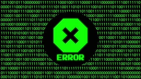 Digital animation - error sign on binary code.4k video 動画素材 143507569