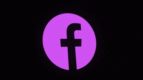 Digital animation of Facebook app icon decaying into multicolored moving plexus Stock Illustration