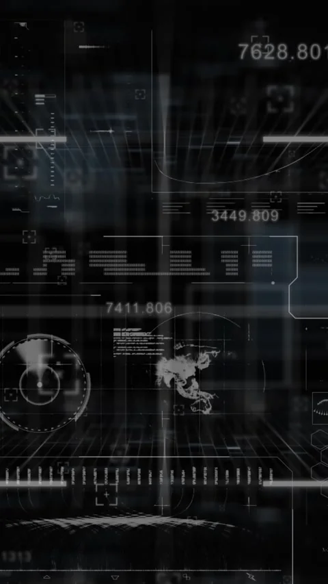 Digital animation features a white dashboard with data graphs and a globe on a Stock Footage 342033863