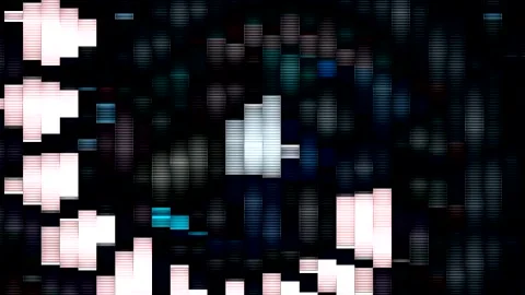 Digital animation featuring neon color gradients forming dynamic and elegant Video stock 330435734