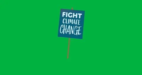 Digital animation of fight climate change text protest banner against black Stock Footage 318942438